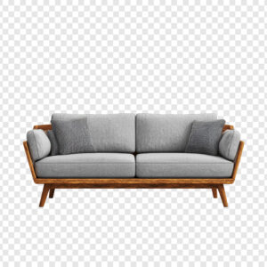 Mid-Century Modern Grey Sofa with Wooden Frame Royal Comfort 3-Seater Sofa